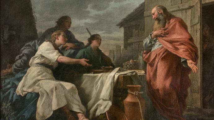 Noël Hallé (1711-1781), Abraham et les trois anges, huile sur toile